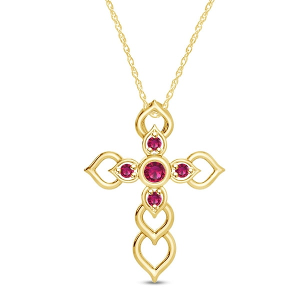 4 Cttw Jewel Zone US Cushion Cut Simulated Ruby Pendant & Chain in 14k Gold Over Sterling Silver 4 Cttw Jewel Zone US Cushion Cut Simulated Ruby Pendant & Chain in 14k Gold Over Sterling Silver